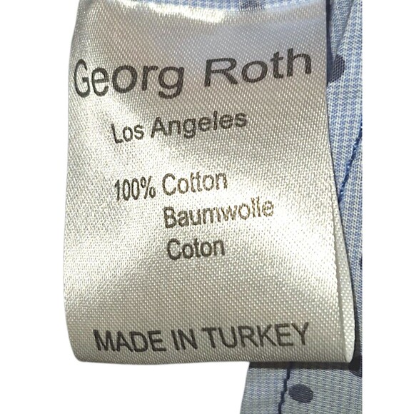 GEORG ROTH MENS POLKA DOT MIXED MEDIA FLORAL BUTTON PANEL SHIRT XL - Picture 7 of 8